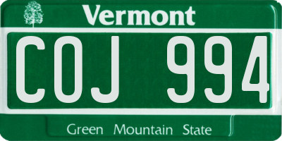 VT license plate COJ994