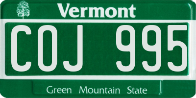 VT license plate COJ995