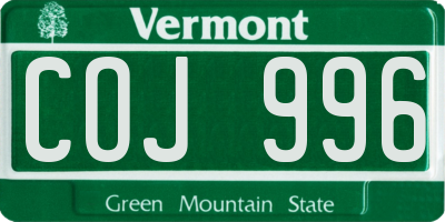 VT license plate COJ996