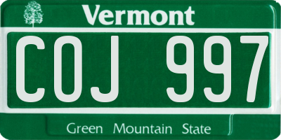 VT license plate COJ997