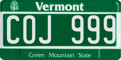 VT license plate COJ999