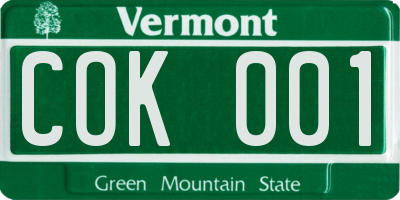 VT license plate COK001