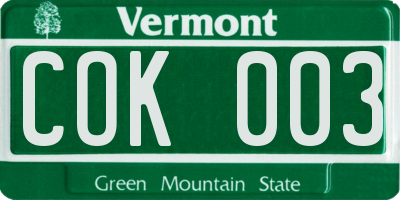 VT license plate COK003