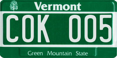 VT license plate COK005