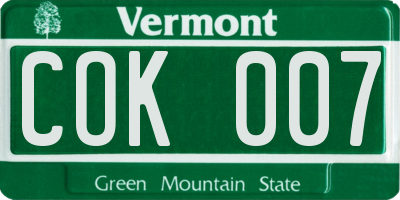 VT license plate COK007