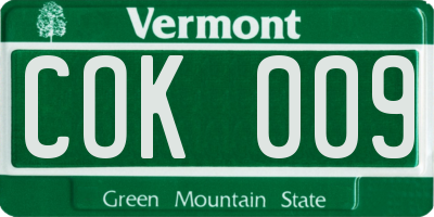 VT license plate COK009