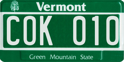 VT license plate COK010