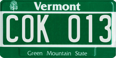 VT license plate COK013