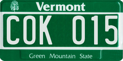 VT license plate COK015