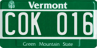 VT license plate COK016