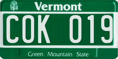 VT license plate COK019