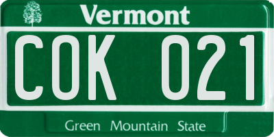 VT license plate COK021