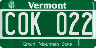 VT license plate COK022