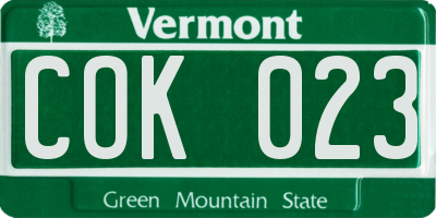 VT license plate COK023