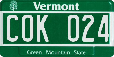 VT license plate COK024