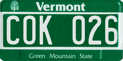 VT license plate COK026