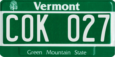 VT license plate COK027