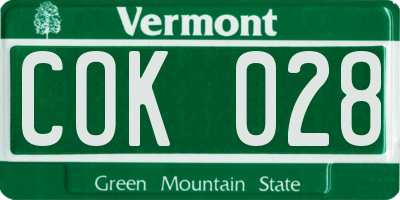 VT license plate COK028