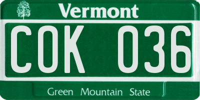 VT license plate COK036