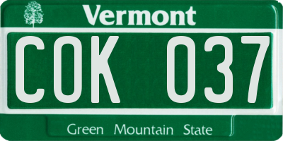VT license plate COK037