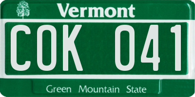 VT license plate COK041