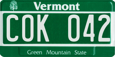VT license plate COK042
