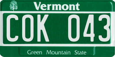 VT license plate COK043