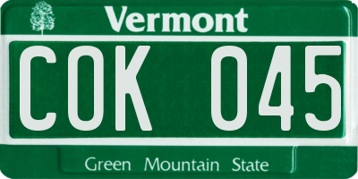 VT license plate COK045
