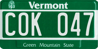 VT license plate COK047