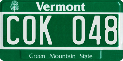 VT license plate COK048