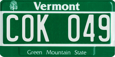 VT license plate COK049