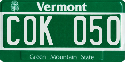 VT license plate COK050