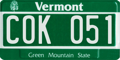 VT license plate COK051