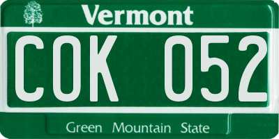 VT license plate COK052