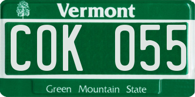 VT license plate COK055