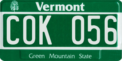 VT license plate COK056