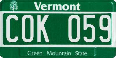 VT license plate COK059