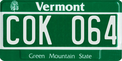 VT license plate COK064
