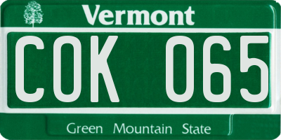 VT license plate COK065