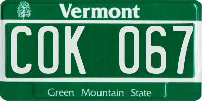 VT license plate COK067