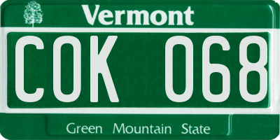 VT license plate COK068
