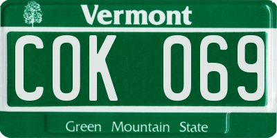 VT license plate COK069