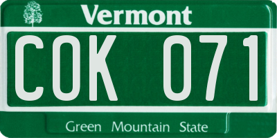 VT license plate COK071