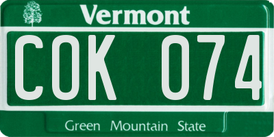 VT license plate COK074
