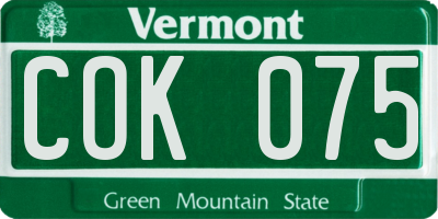 VT license plate COK075