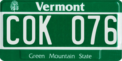 VT license plate COK076