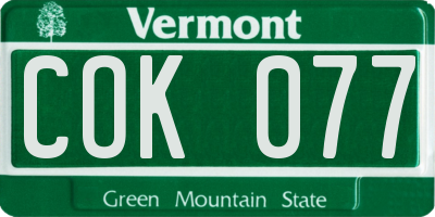 VT license plate COK077