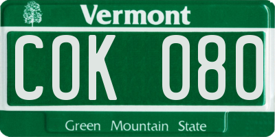 VT license plate COK080