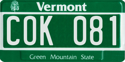 VT license plate COK081