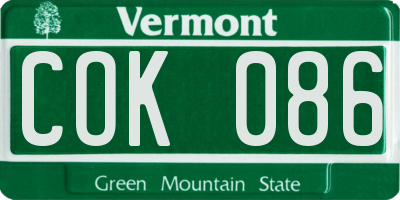 VT license plate COK086